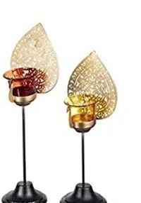 NIH  Antique Dewali Special Candle Holder - Iron, Pack of 2